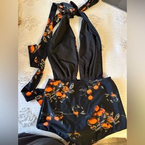 One-piece open back bathing suit